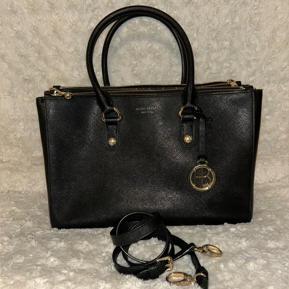 Henri Bendel Black Satchel Elegant Structured Design - Picture 1 of 12